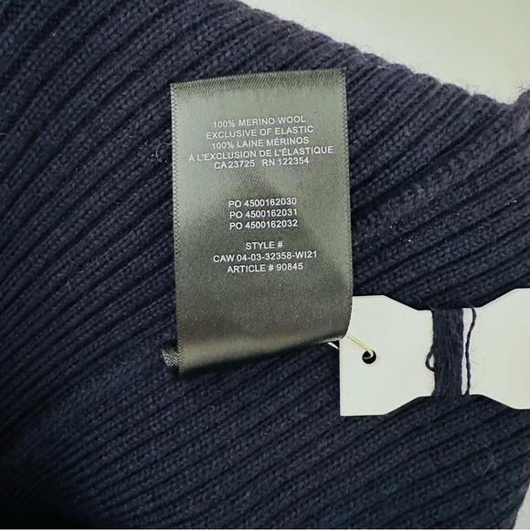 Sz S Aritzia WILFRED Montpellier Cropped Turtleneck Sweater in Navy - Picture 6 of 6